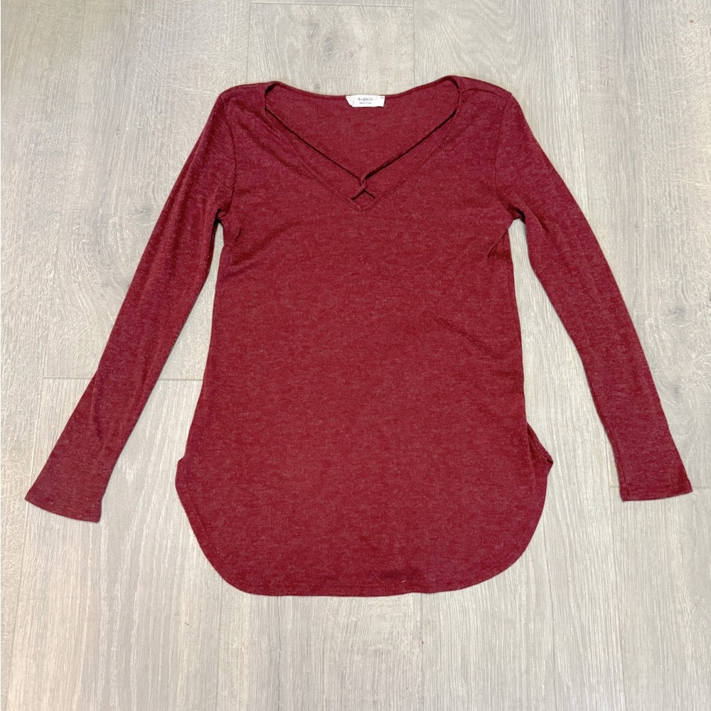 Elegant Maroon V-Neck Blouse